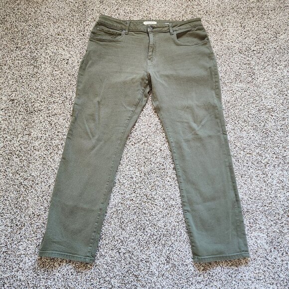 Warp + Weft Slim Fit Amsterdam Jeans Mens 38X29 Moss Green Pants Stretch Preppy - Picture 1 of 5